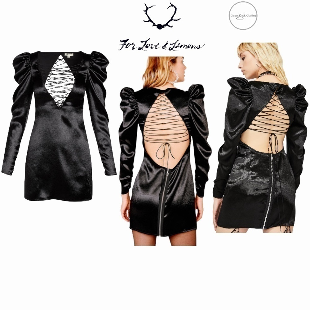 FOR Love & Lemons Prince Lace Up Mini Dress Size Large - Picture 2 of 14